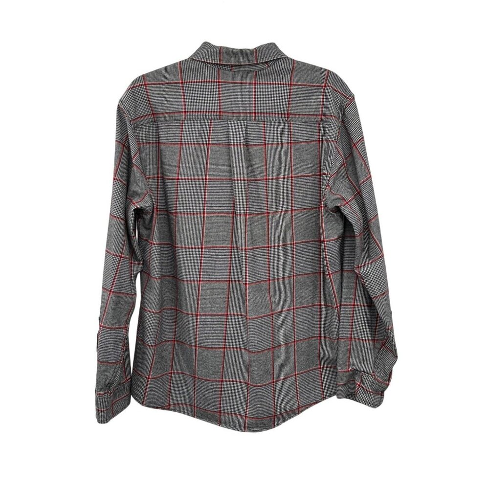 Eddie Bauer Shirt Mens L Classic Fit Black Red Plaid Flannel Cotton Used - Picture 2 of 13